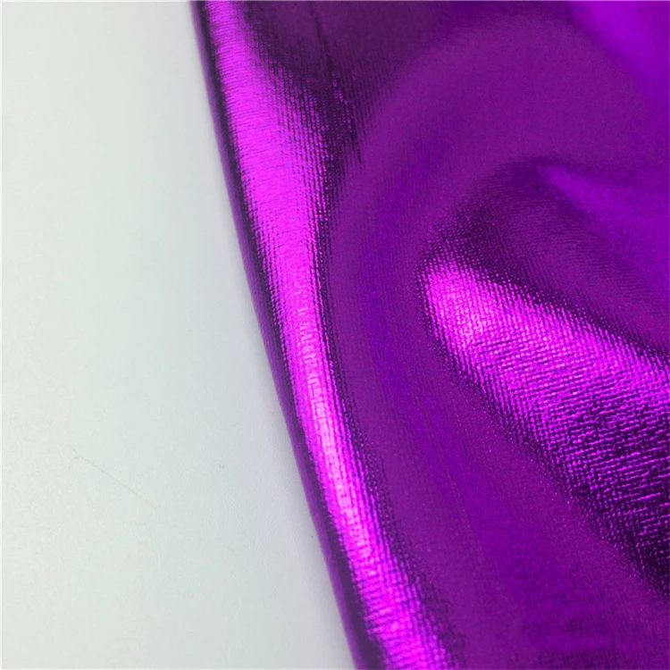 Wholesale Brocade Shinny Two Way Stretch 100 Polyester Knit Crystal Colorful Silk Lurex Metallic Foil Coated Fabric