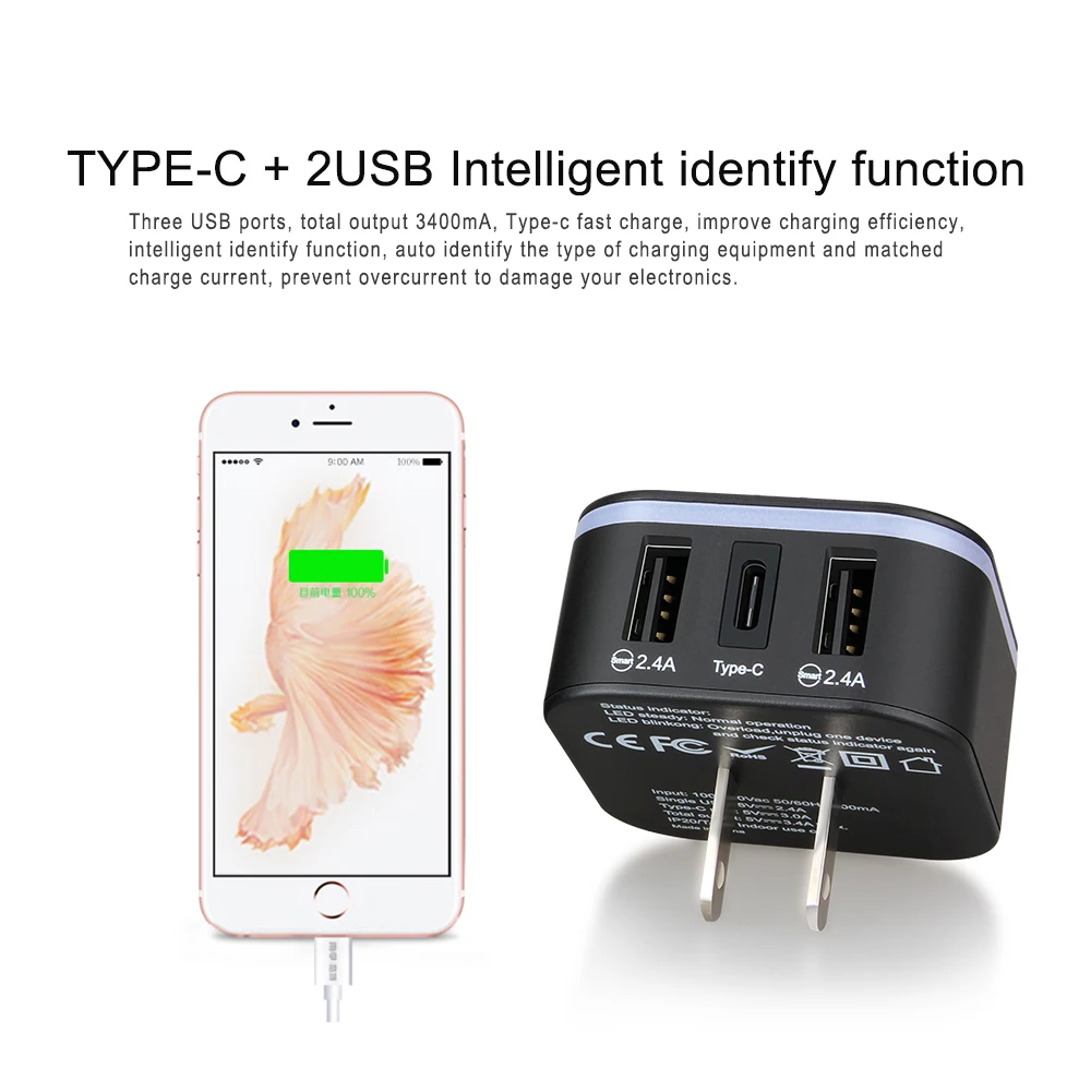  Разъем питания универсальная настенная розетка usb type c многопортовый путешествия умное устройство для