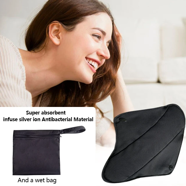 Non-slip Reusable Sanitary Pads Factory Eco Friendly Super Absorbent Breathable Bamboo Charcoal Cloth Offered Regular 100pcs