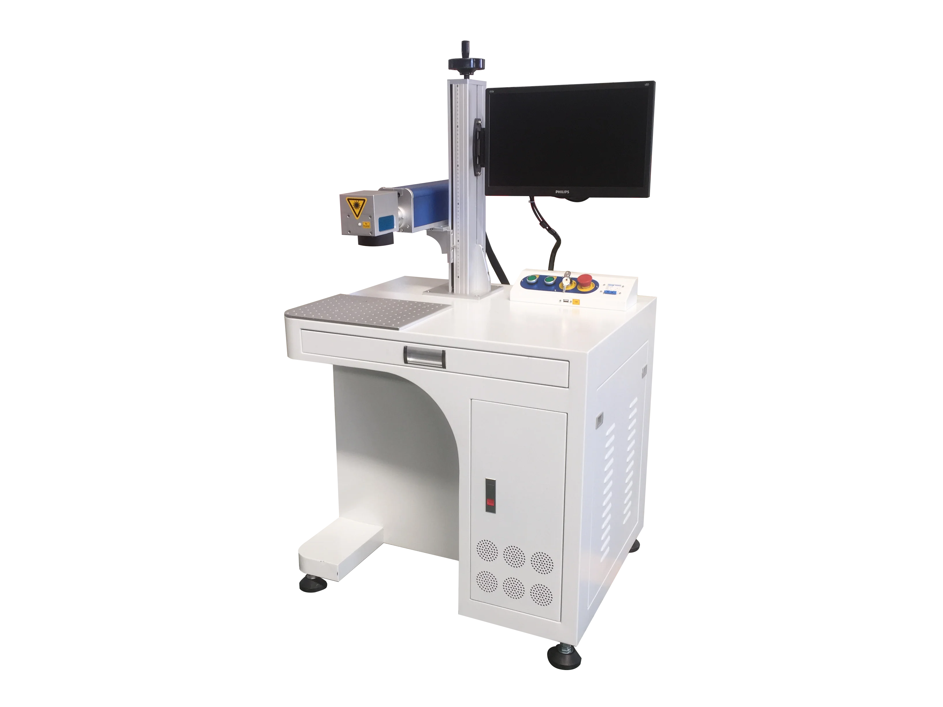 Popular Desktop Pen Logo printer 50w Raycus Fiber Laser Metal Marking Machine Galvonometer Head EZCAD Control 10V/220V