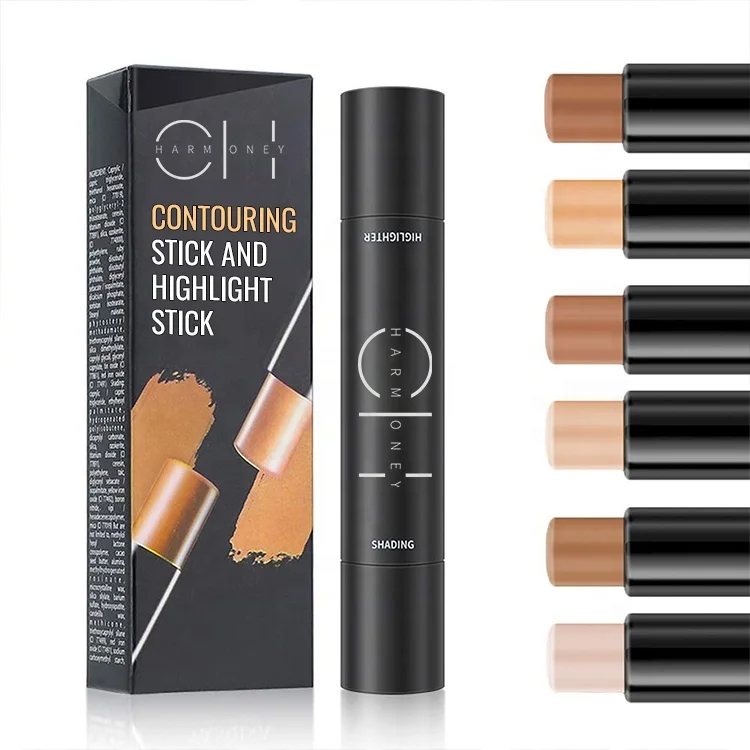 
Private Label Bronzer Stick Highlight Stick Double Headed Face 3D Contour Repair Bronze Concealer Makeup Foundation Cream Pen 