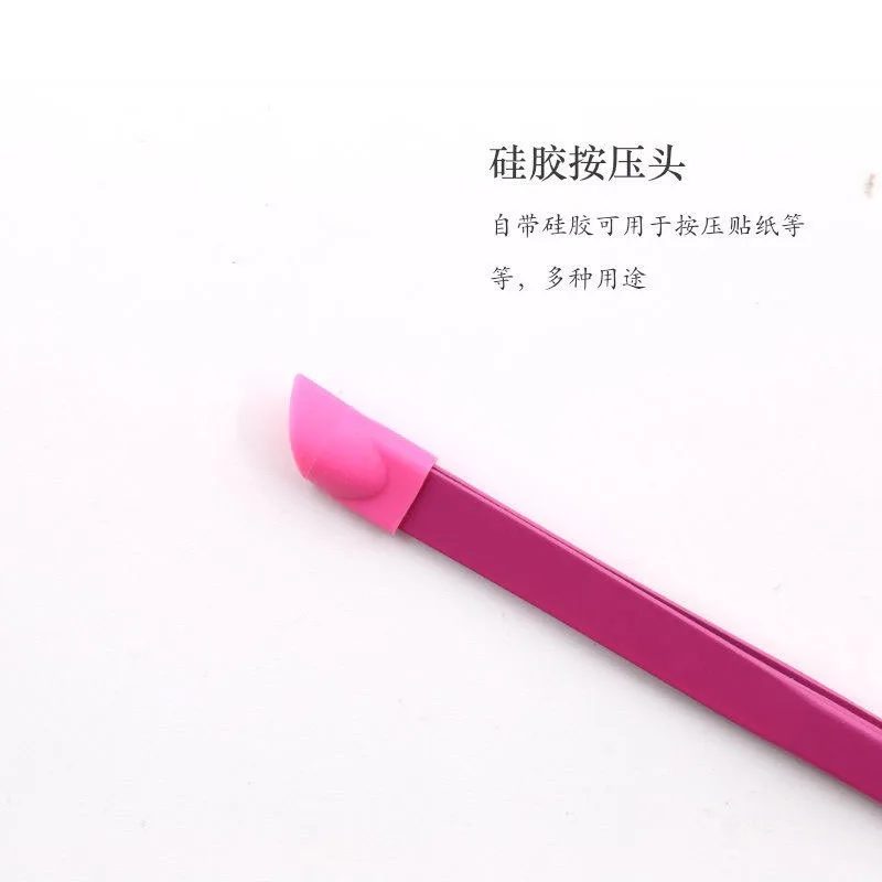 Silicone Pressing Head for 3D Sticker Rhinestones Water Sticker Stainless Steel Nail Tweezers