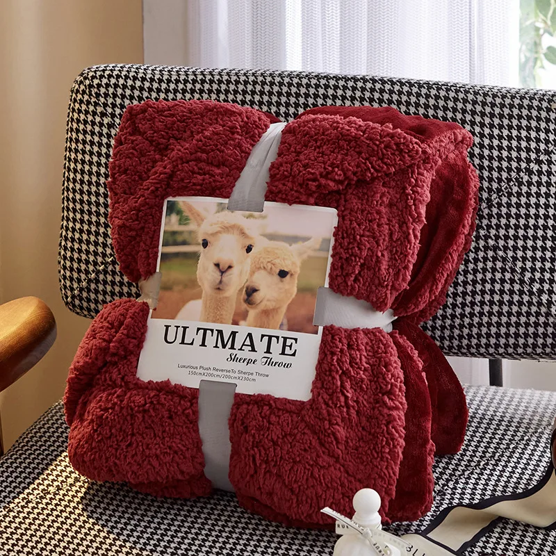 Double-layer Thickened Lamb Velvet Blanket Winter Warm Single Double Flannel Cover Blanket Student Nap Blanket Velvet Quilt