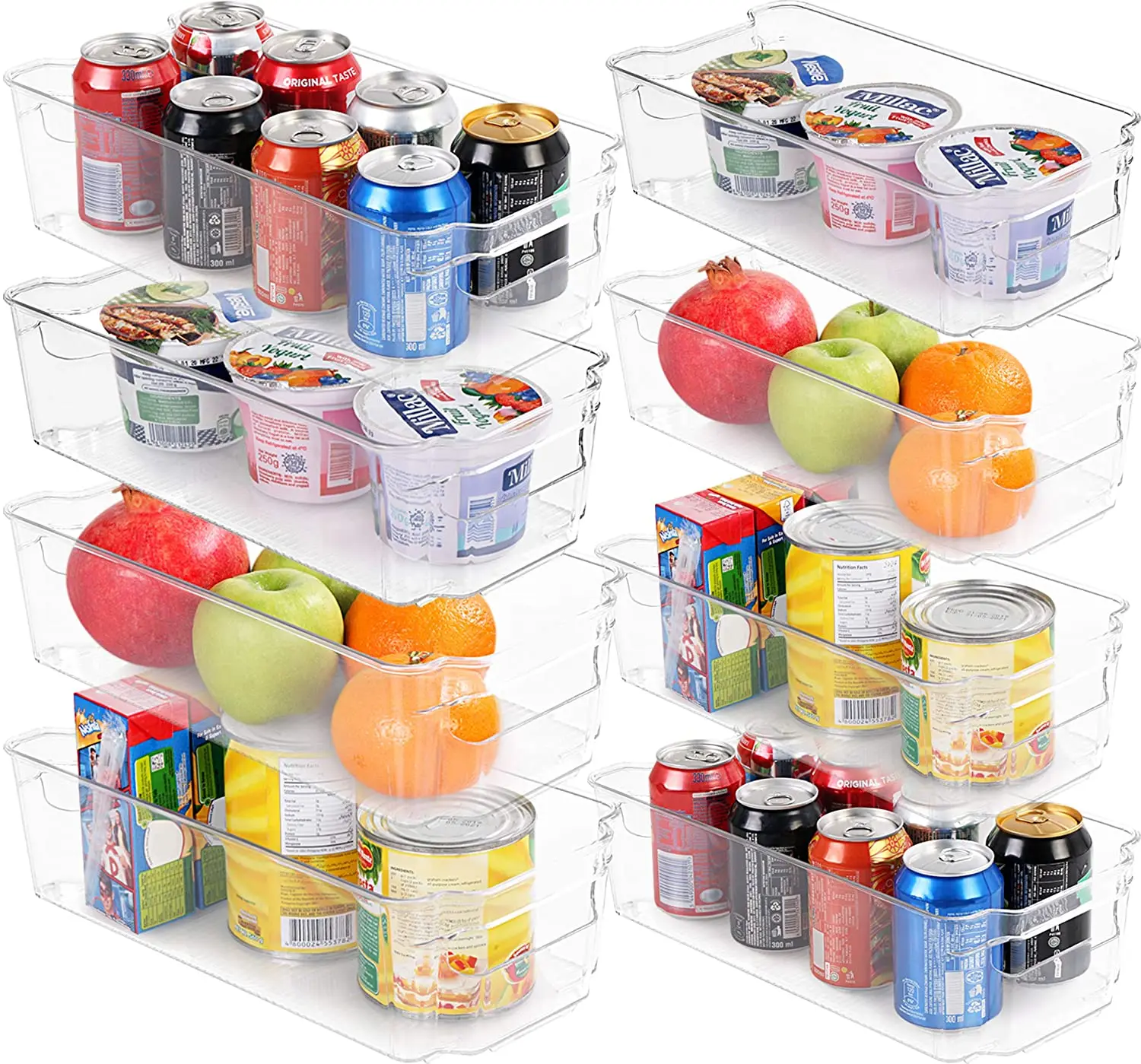 437000 Wholesale Sale Plastic Fresh Produce Vegetable Fruit Fridge Organizer Set Of 8 Refrigerator Organizer Bins For Kitchen