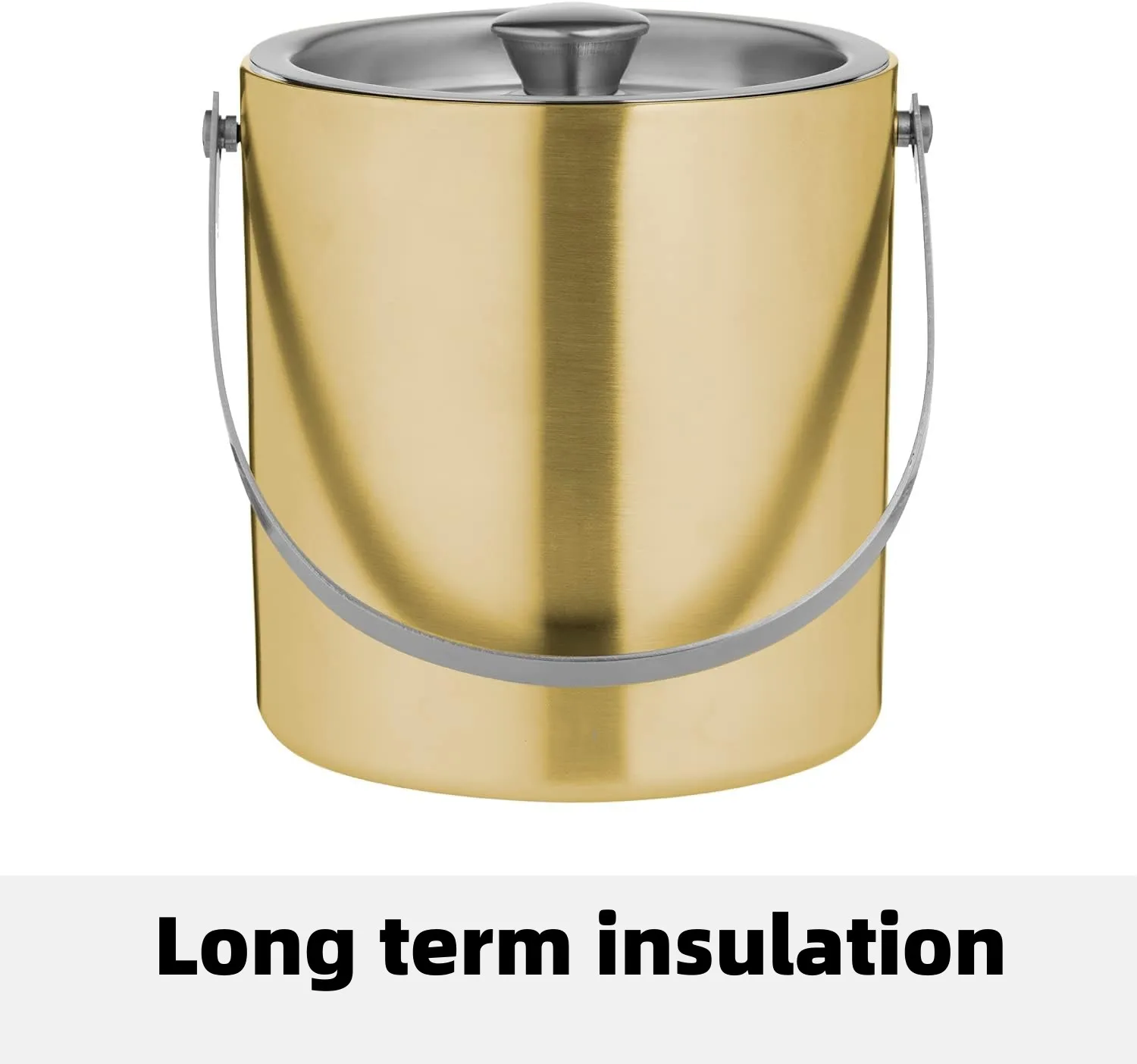 Gold 304 Stainless Steel 1.5L Ice Bucket With Handle Beer And Champagne Ice Bucket
