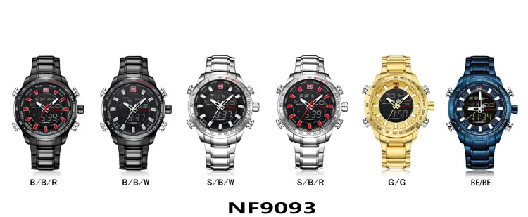 NAVIFORCE 9093 reloj Luxury Mens Watches relogio masculino Stainless Waterproof Sport Digital Quartz Wristwatch