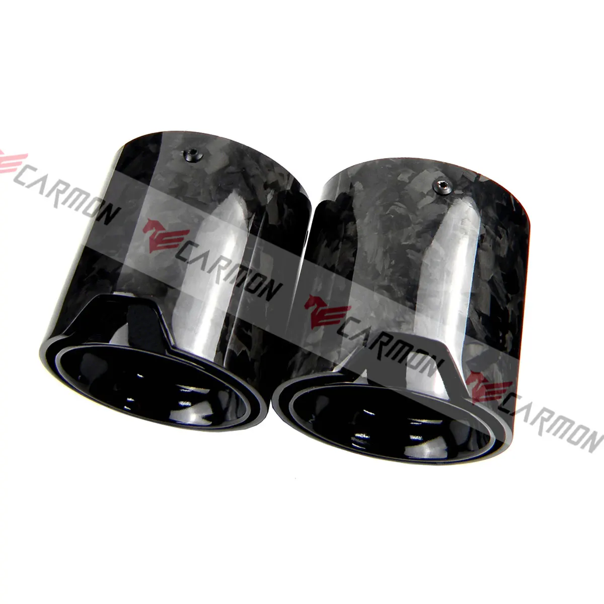 4 Pieces Forged Carbon Fiber Exhaust tips Fit for BMW M5 F90 Exhaust tips with black inner pipe and glossy forged Cover