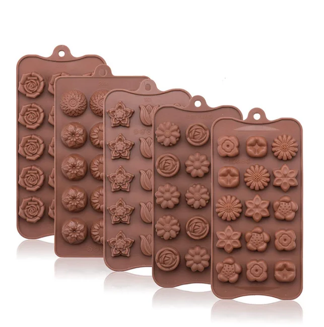 Wholesale Custom 4pcs 6pcs Non-stick 3D Mold Silicone Chocolate Mould Set Easy Release Baking Molds Silicone Candy Molds Set