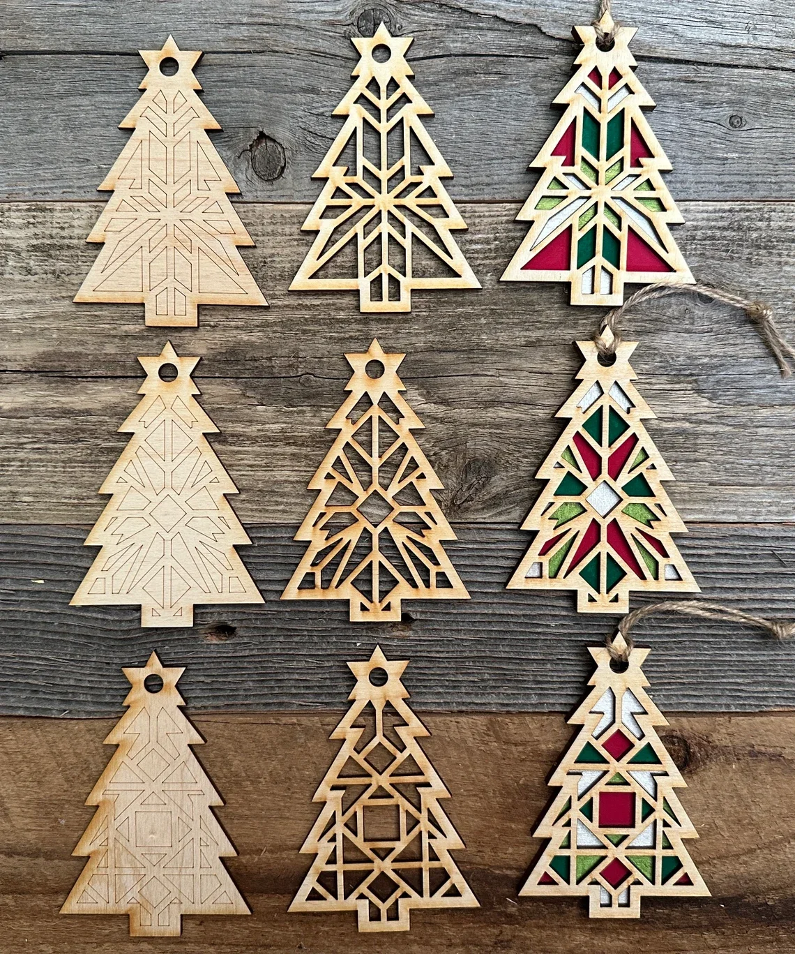 WBG DIY Barn Quilt Pattern Christmas Tree Ornaments Painting Kit, DIY Craft Kit, Holiday Ornament Christmas Craft