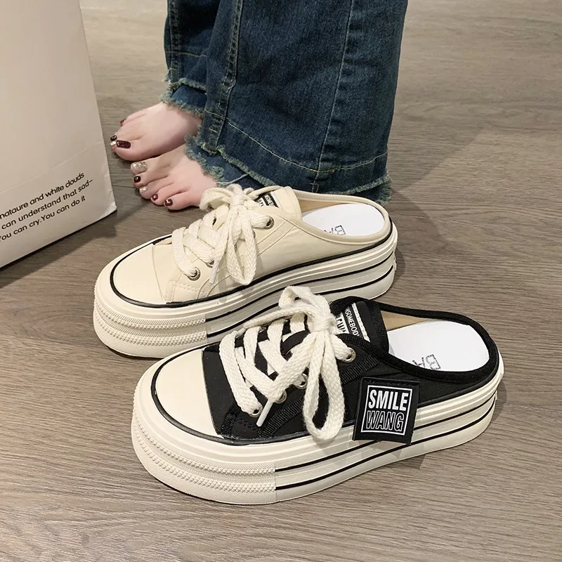 Baotou slippers canvas Slides Brand Luxury Fashion Half Pack Slippers For Women