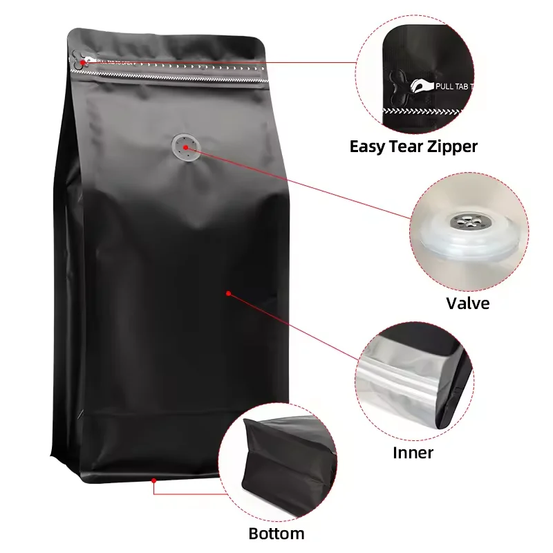 Лучшие продажи настраиваемый Zip Lock упаковка с плоским дном кофейный мешок