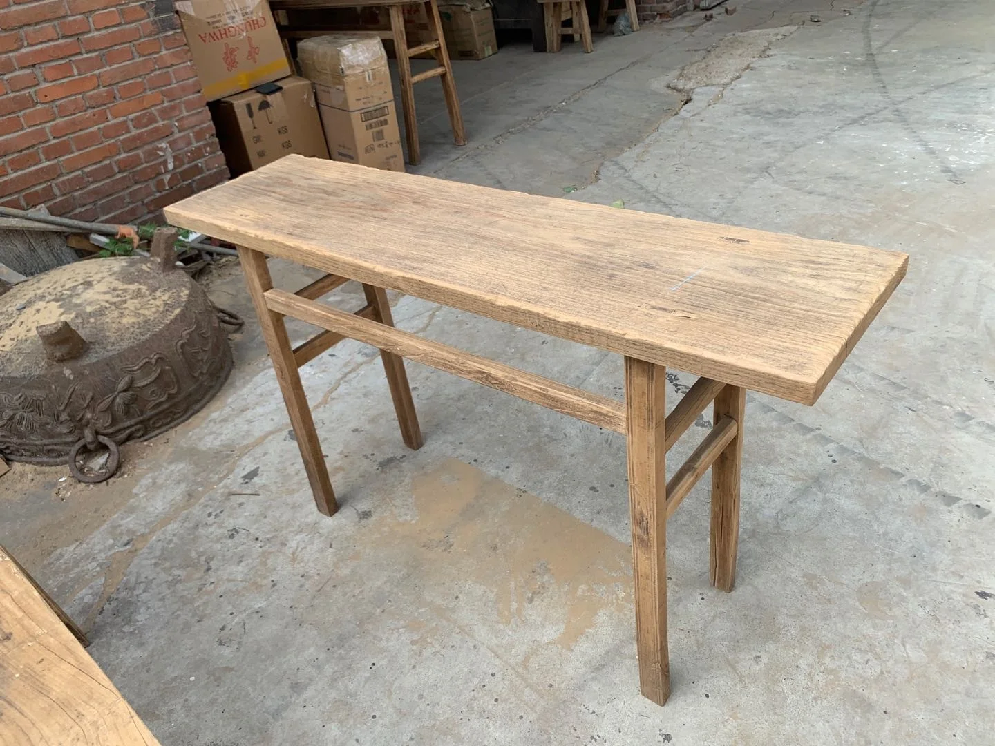 Chinese antique vintage long reclaimed elm wood rustic entry wall console table