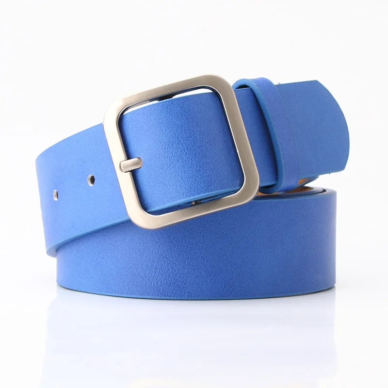 Ladies square buckle PU belt retro simplicity 3.5cm wide belt for women girl belt