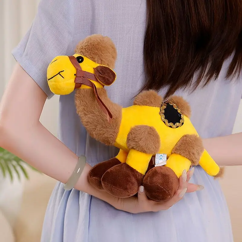 High quality Plush Desert Camel Toy Cartoon stuffed Simulated Camel  Doll Tourist gifts can be printed with logos