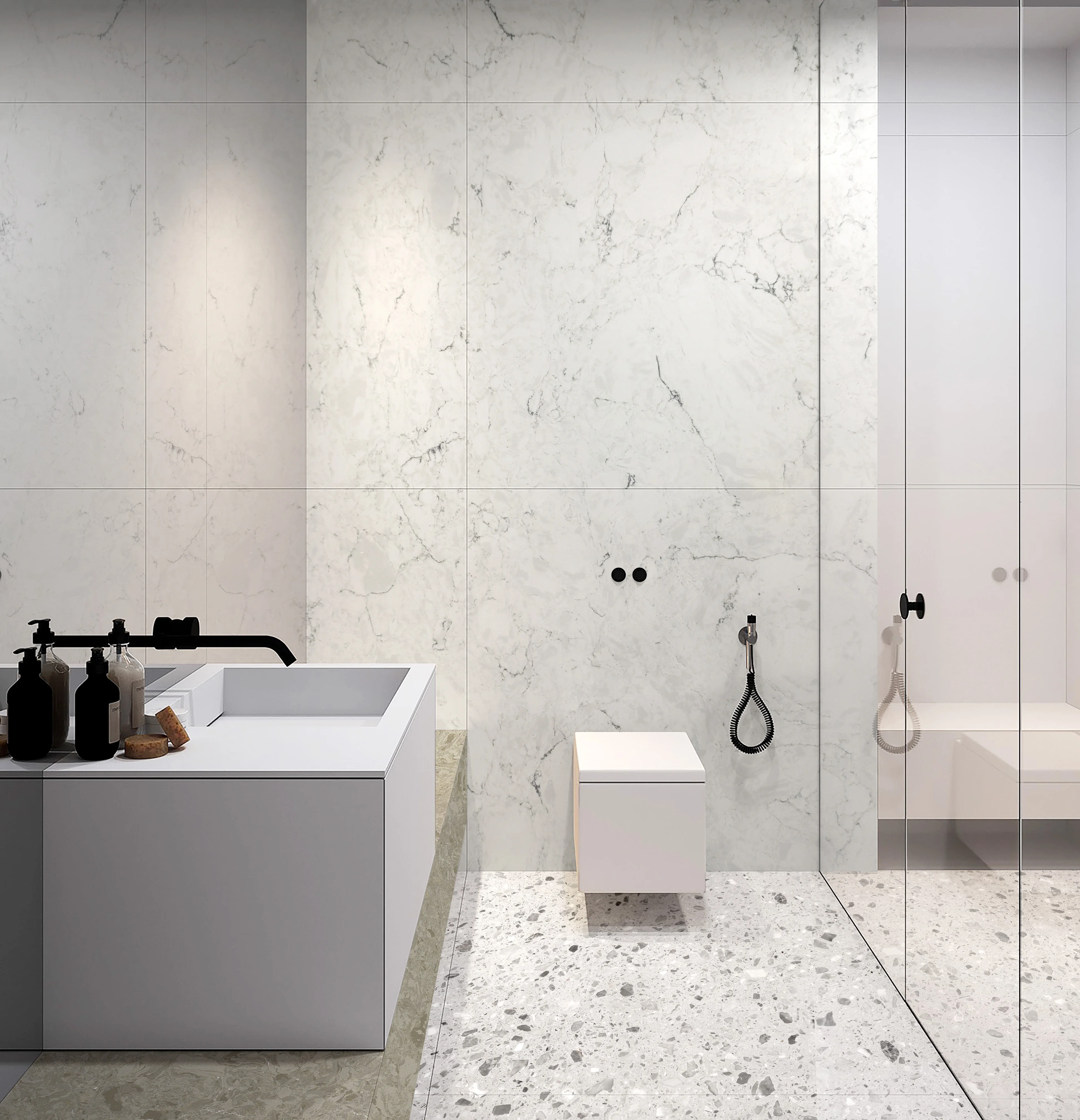 High performance car showroom bathroom artificial marble floor tiles