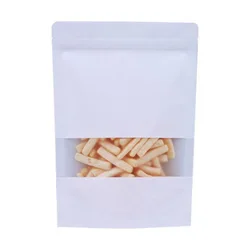 Hot selling frosted windowed white kraft paper self-supporting bag for melon seeds nuts tea thickened zipper food packaging bag