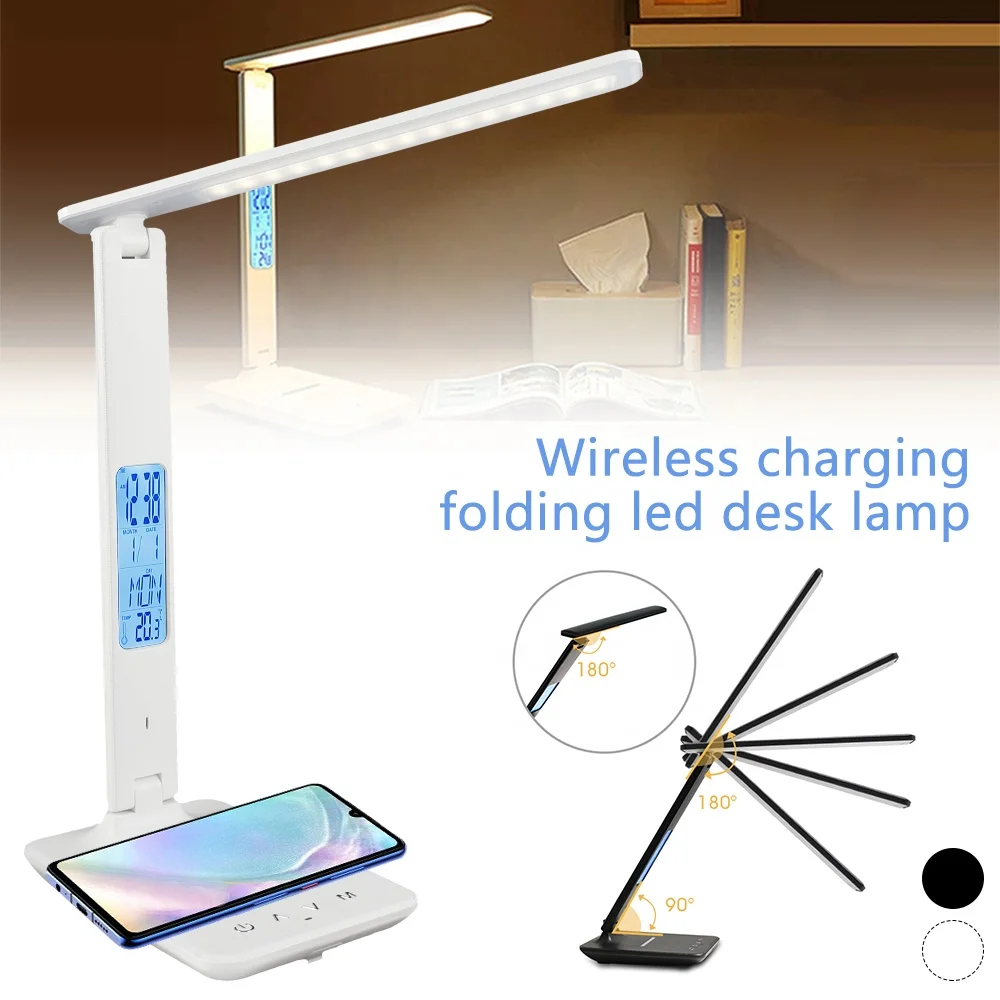 Умная Светодиодная настольная лампа с беспроводной зарядкой и от USB приглушаемый светодиодный светильник сенсорным управлением для ногтей