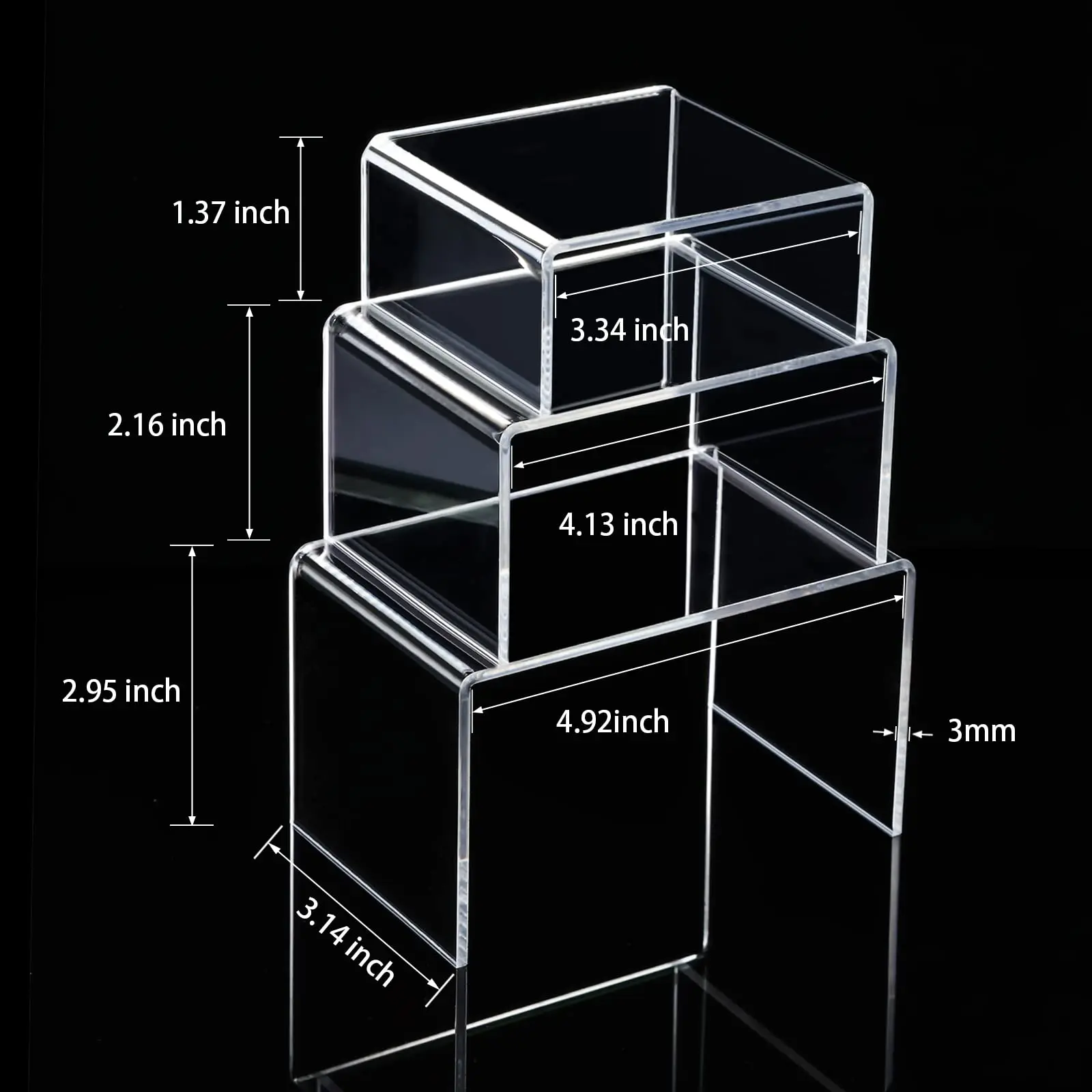 2 Sets Clear Acrylic Display Risers Jewelry Display Riser Shelf Acrylic Showcase Fixtures