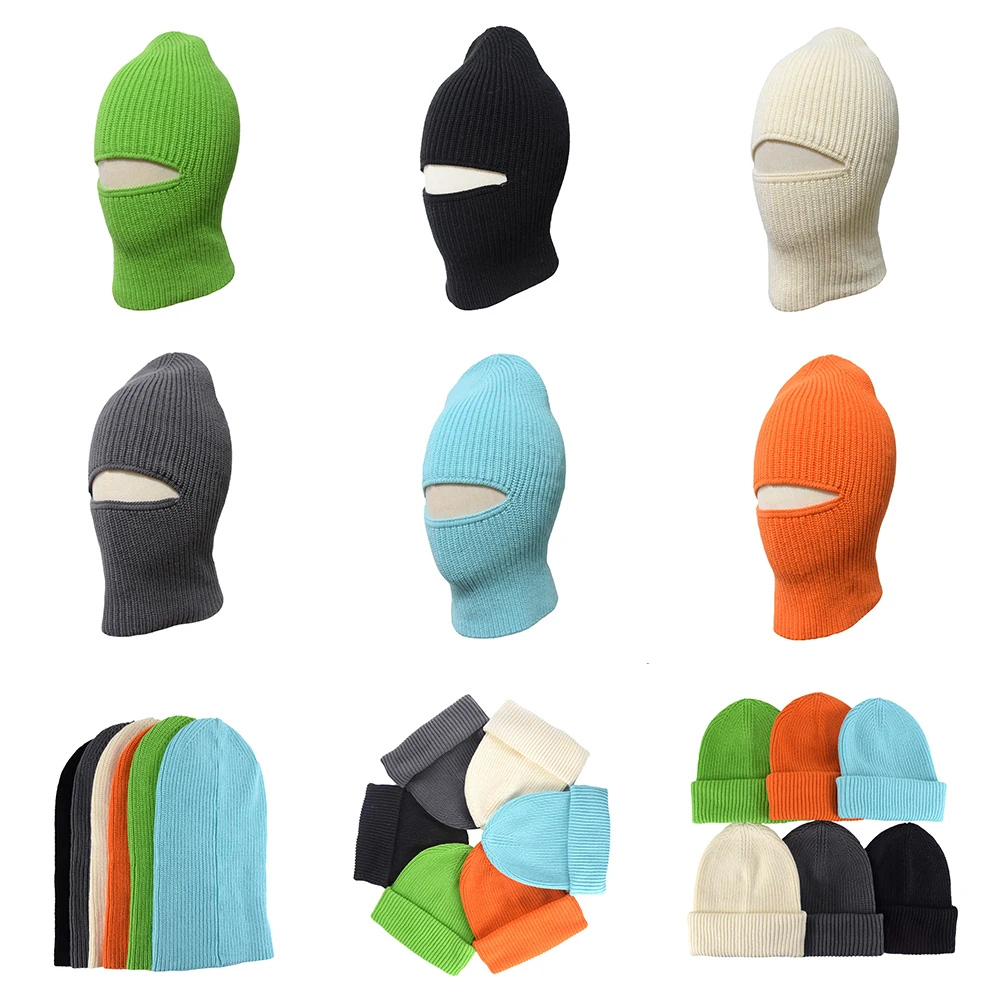 Wholesale outdoor Windproof Cycling Balaclava Adults and Kids Warm Black Ski Ride Knitted Beanie Hats