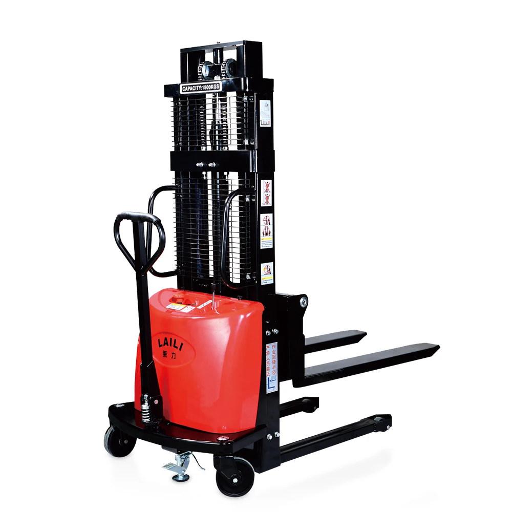 
Warehouse pallet lifting device semi electric walkie stacker forklift 