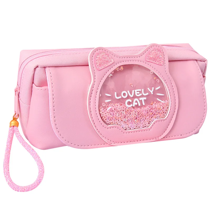 Pencil case Korean edition canvas stationery Kitty wholesale stationery bag creative three double pen bag schoolgirl