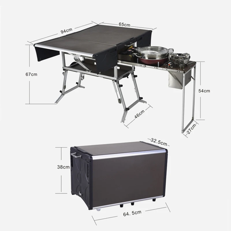 Camping Fully Equipped Picnic Table Outdoor Folding Compact Food Portable Camping Kitchen