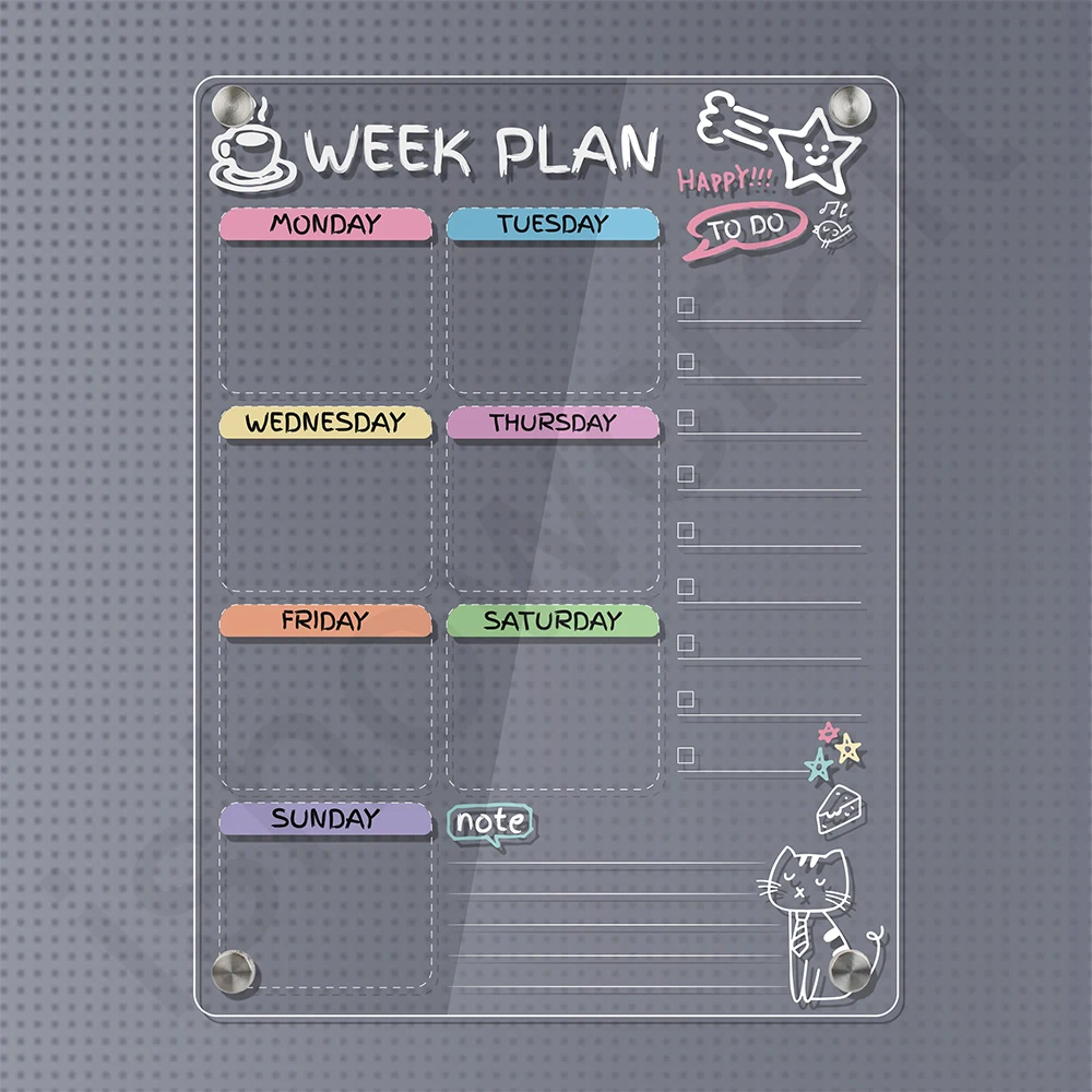 16 12inch monthly weekly Acrylic planner calendar message writing board for fridge