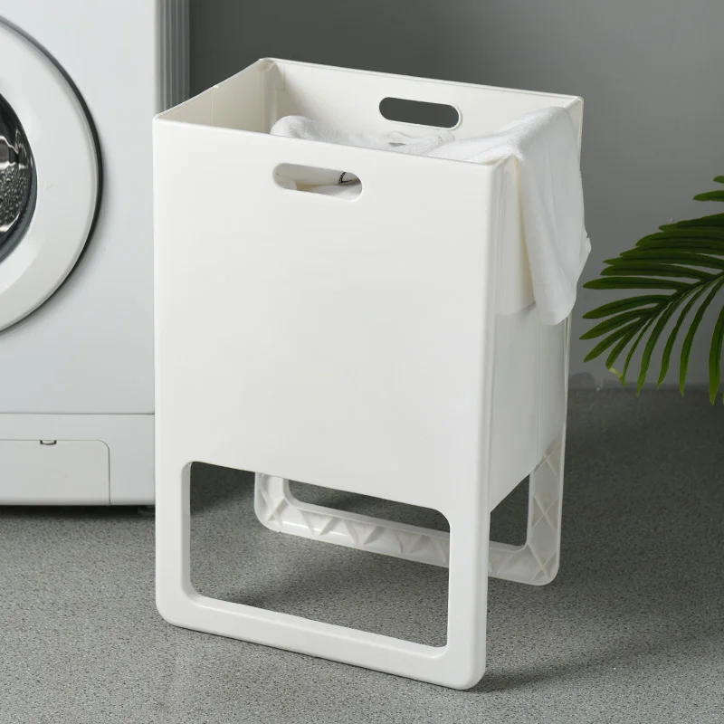 Household Bedroom Bathroom Plastic Laundry Basket Storage Rack Standing Folding Clothes Storage Basket