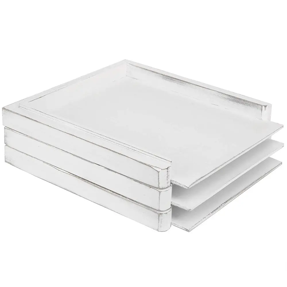 
Set of 3 Wood Desktop Stackable Document File Organizer Trays 