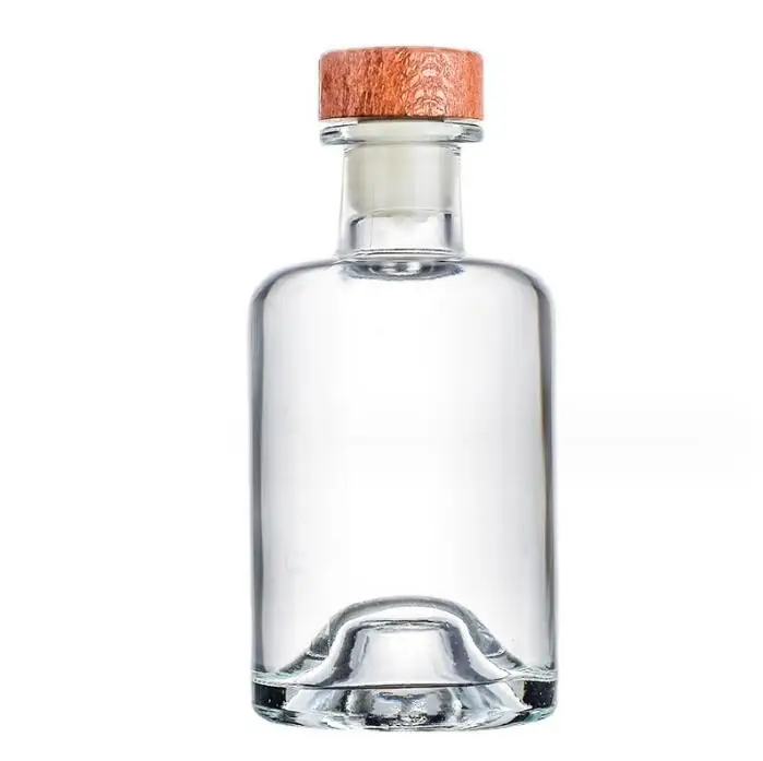 Matte Finish Concave Bottom round liquor glass bottle with cork lid 100ml 250ml 375ml 500ml 750ml Wine Size Beverage Use