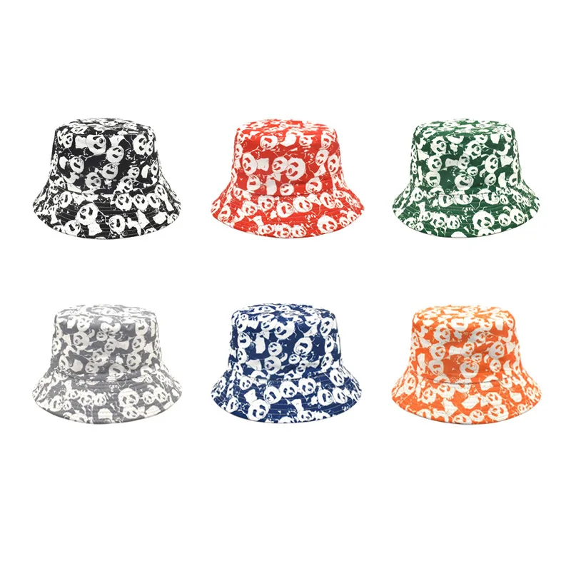 2023 New fashion cute Panda print  fisherman hat woman man hat manufacturer wholesale custom Summer outdoor Flat top bucket hat