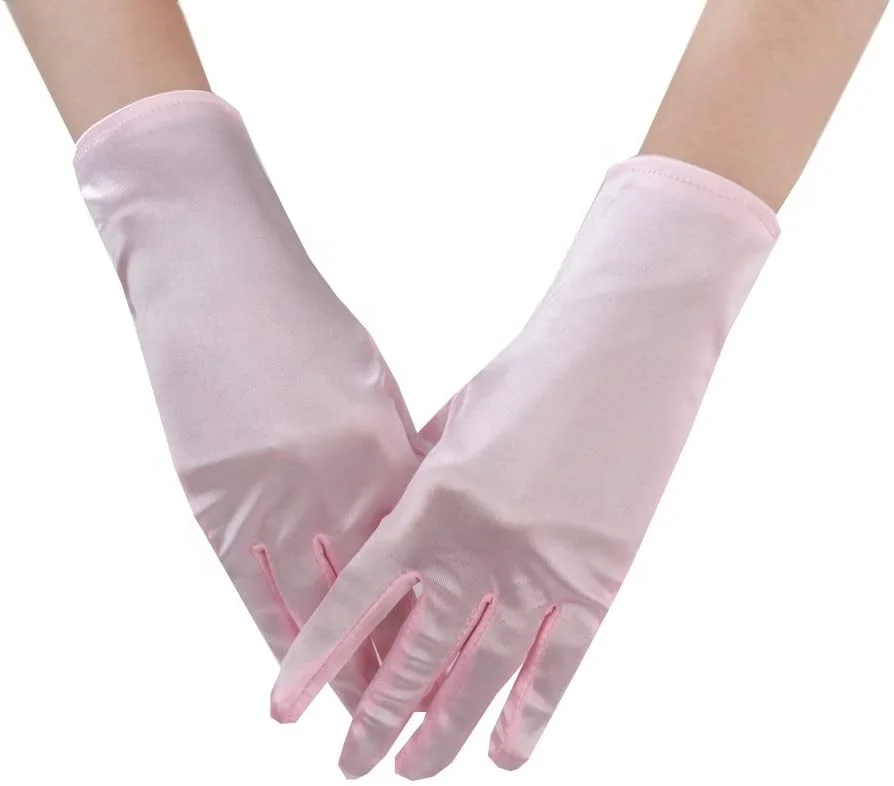 Красочные женские короткие атласные перчатки для банкета, вечеринки, свадьбы, танцев, оперы