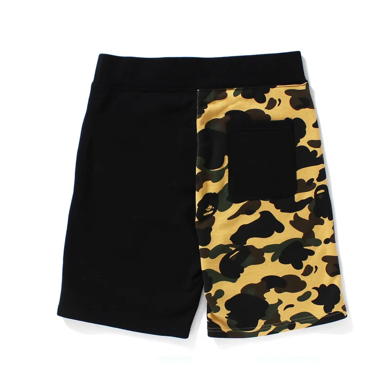 Hot Sale Shark Head Double color stitching mens sweat shorts cotton for Bape with Asian size