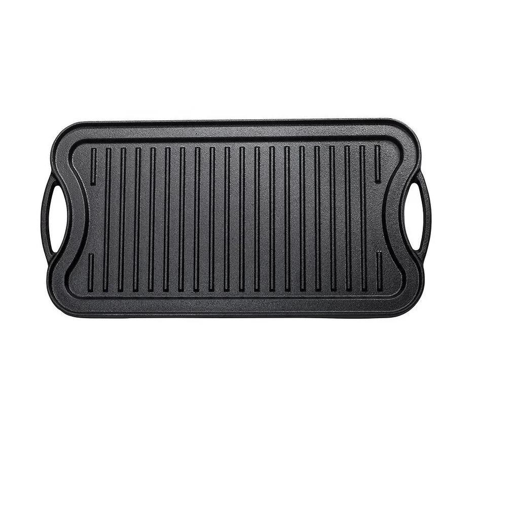 Heavy Duty Preseasoned Grill Pan With Cast Iron Material Rectangle Enamel Cast Iron Grill Plate Griddle Grilling Pan