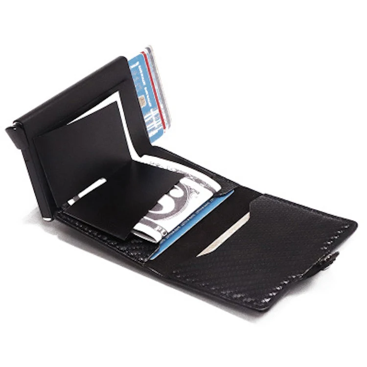 High quality Card Holder for Men Carbon Fiber Slim Aluminum Wallet RFID blocking wallet coin purse pop up wallet