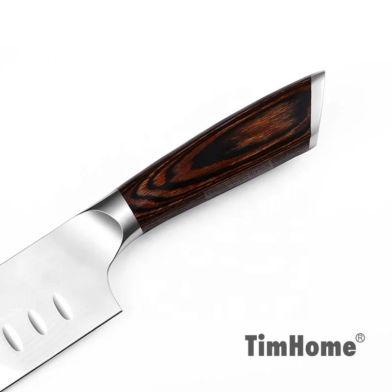 Немецкий нож Santoku из высокоуглеродистой нержавеющей стали Timhome, деревянная ручка Pakka