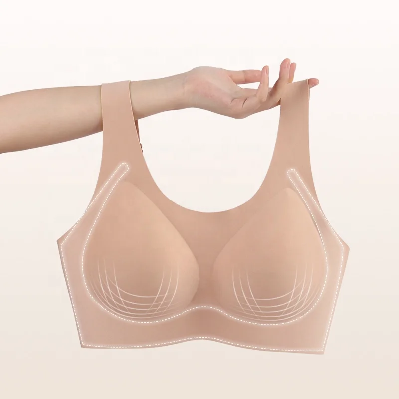 Big Large Cup Ladies Wire Free High Quality Fat Girl Comfortable 40E Size Lingerie Push Up Seamless Jelly Plus Size Women Bra