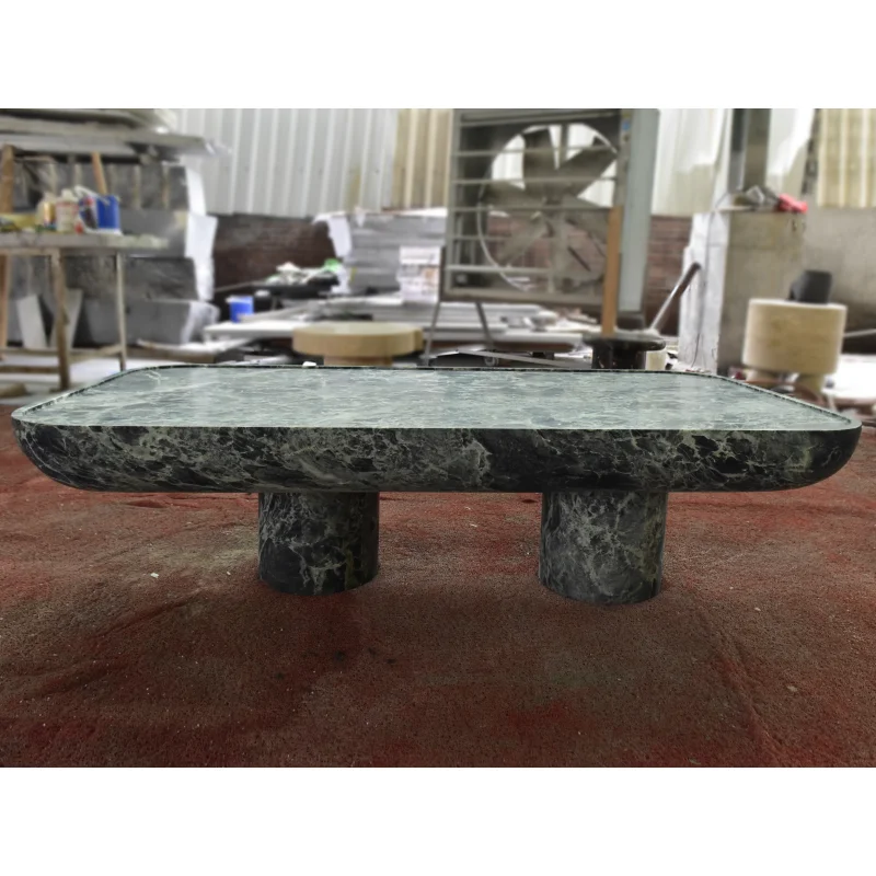 SHIHUI Contemporary Design Hand Carved Solid Natural Stone Coffee Table Verde Alpi Living Room Furniture Marble Coffee Table
