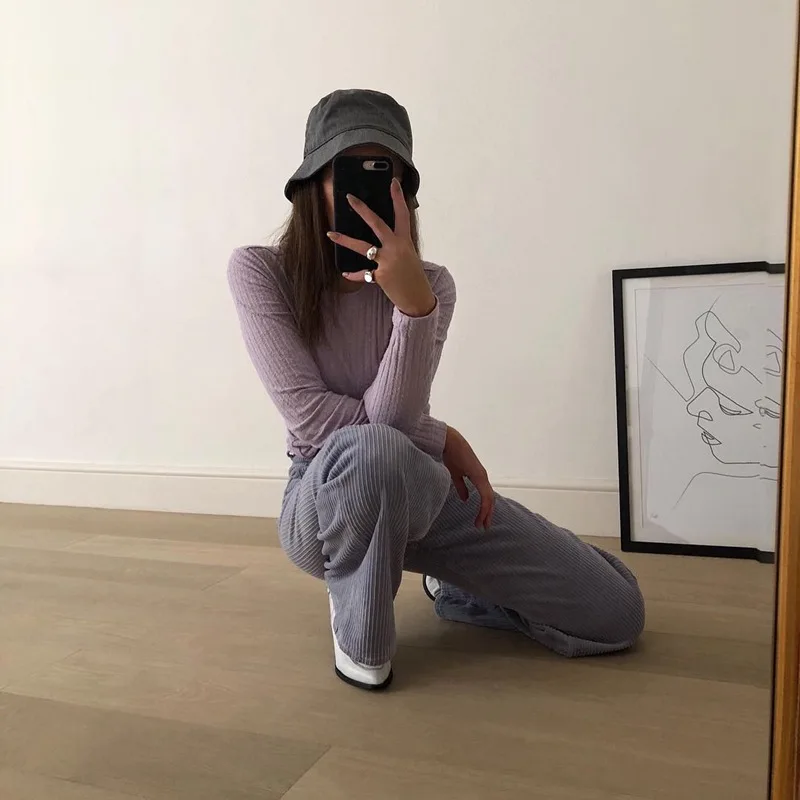 S0907C Hot sale women corduroy loose pants