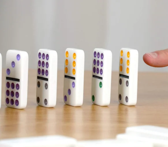 Double 12 Dominoes Color Dot Set With Tin Box Table Game For Kids And Aduts