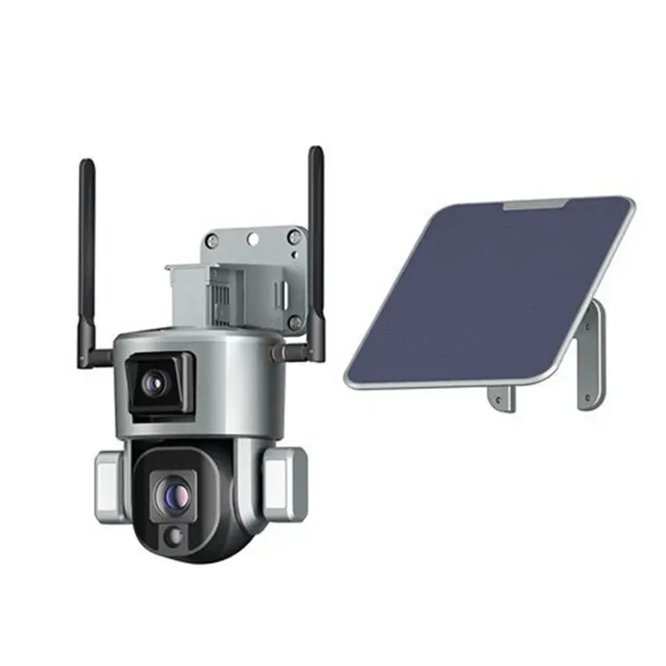Outdoor IP66 Waterproof 4G Sim Card Wifi Dome Lens Cctv Ptz Full HD 8MP Solar Panel Battery Camera