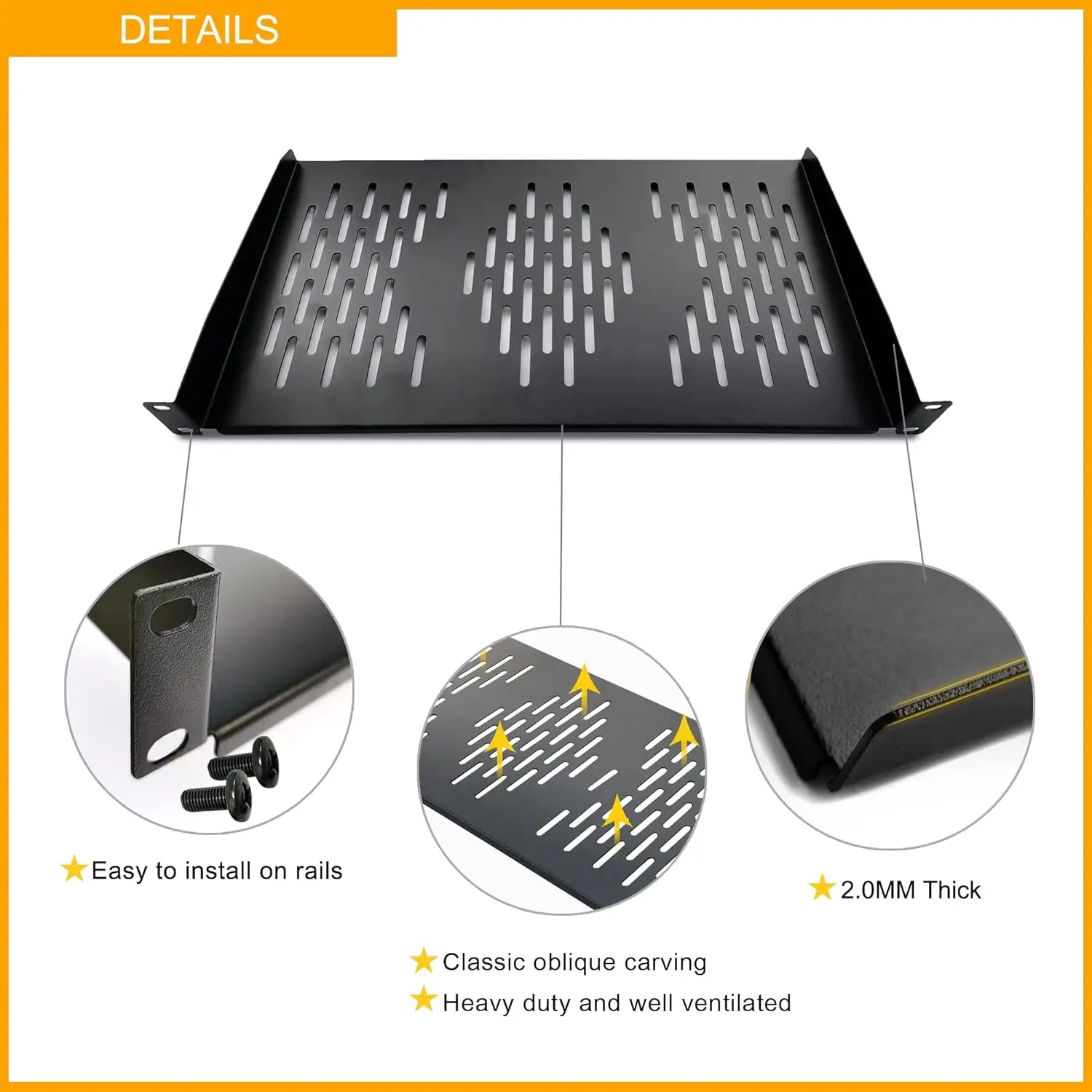Vented Shelves for Good Air Circulation Cantilever Wall Rack, Universal Device, Cabinet Shelf, Computer Case Mounting Tray