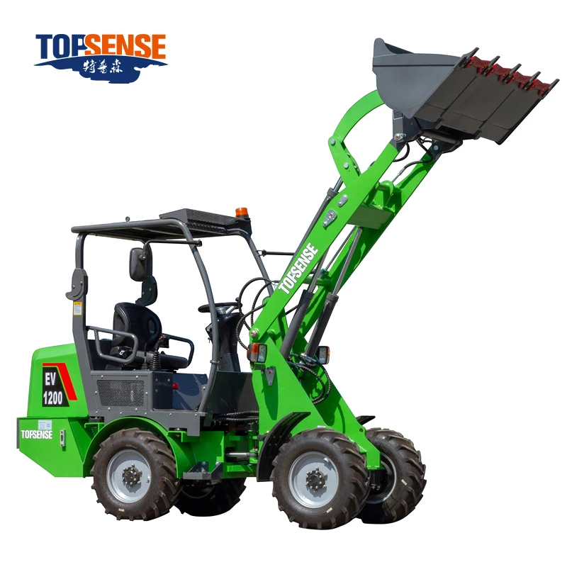 China Topsense compact electric front end battery 1ton farm wheel loader CE mini electric wheel loader