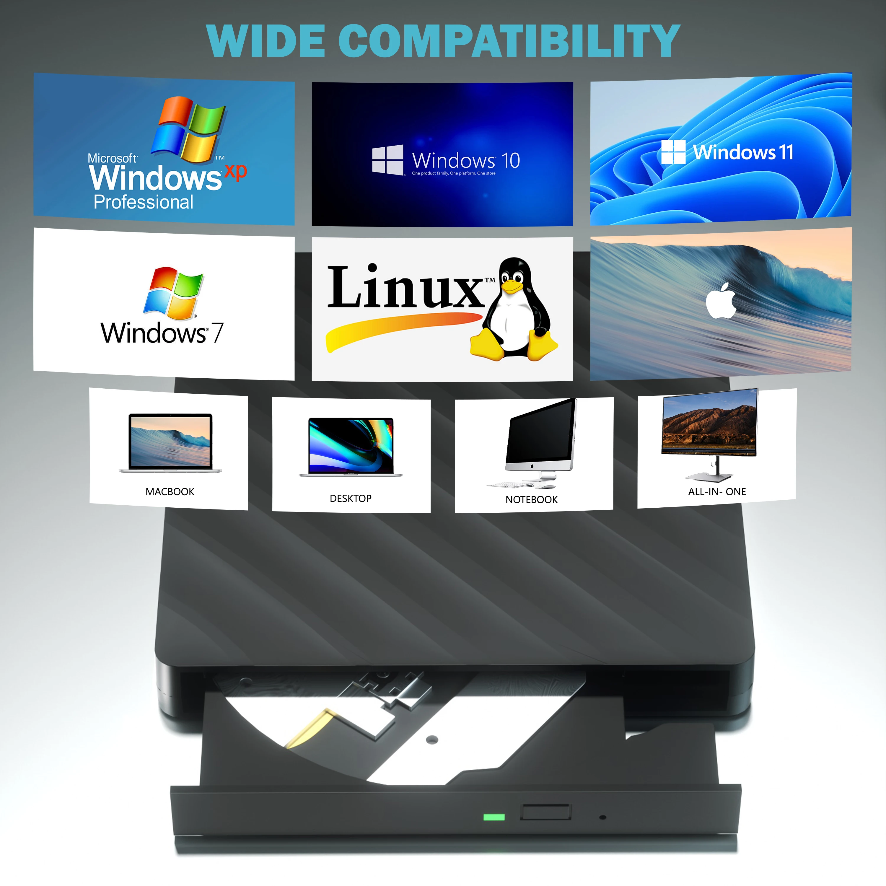 Multi-function external portable Blu-ray burning optical drive can burn cd/dcd/bd write cd/dvd support 50G bd disc read