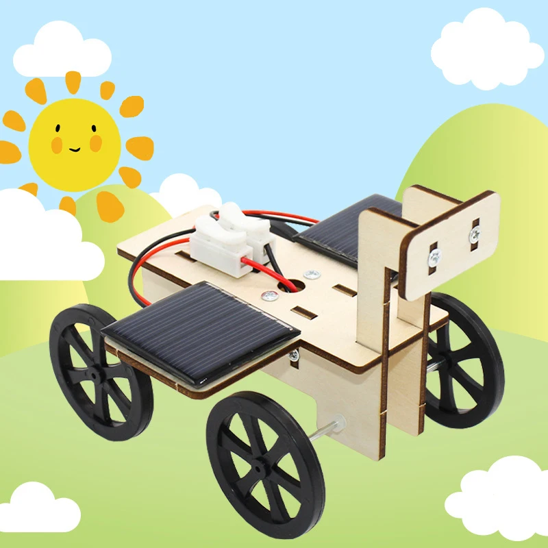 DIY STEM Kit Solar Toys Big Eyes Double Solar Panels Solar Powered Car Science Engineering Toys Educational Equipment For School