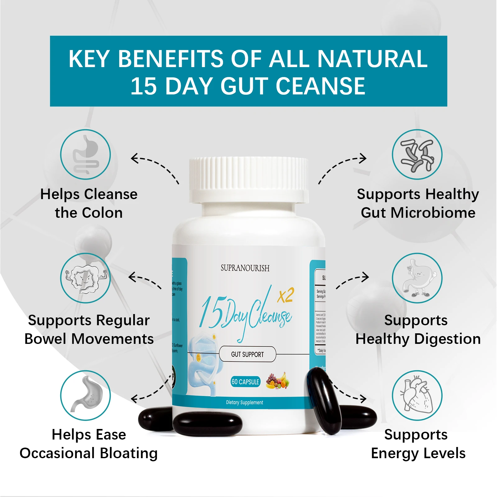 Private Label Supplement 15 Days Cleanse Capsules Supplements with senna leaf