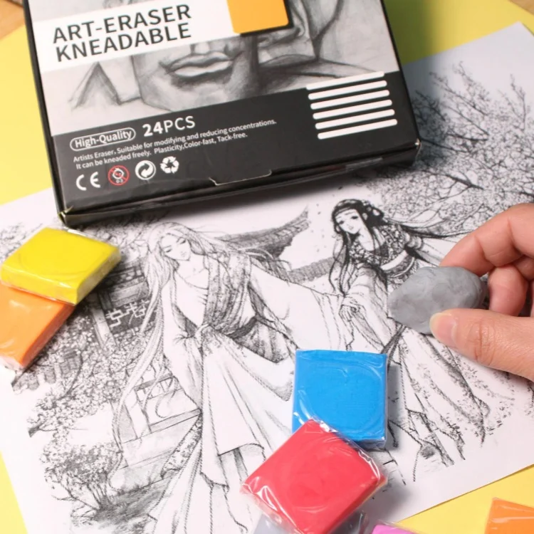 Factory Cheaper  Flexible Sketch Kneaded Rubber Custom Kneadable Eraser Drawing Art Eraser for Kids