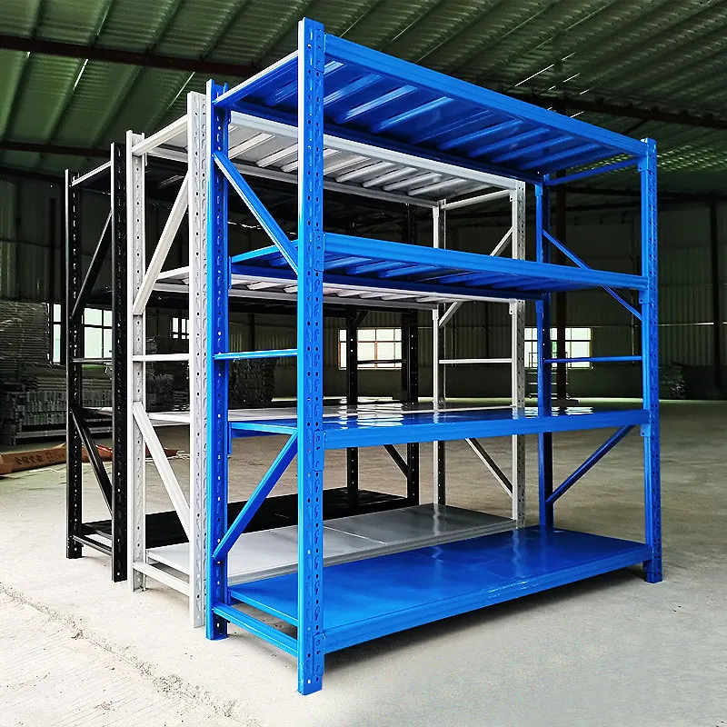 Manufacture Factory 4 layer Powder Coated Supermarket Shelves Metal Heavy Duty Warehouse Storage Rack Shelf garage shelves