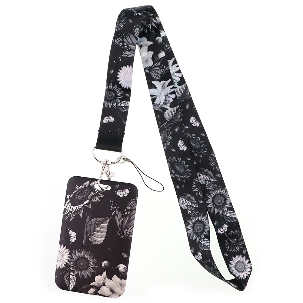 Wowei Cute Neck Cool Painting Childlike Sunflower Flower Mobile Phone Strap ID Card Lanyard for Women Accessories Gift