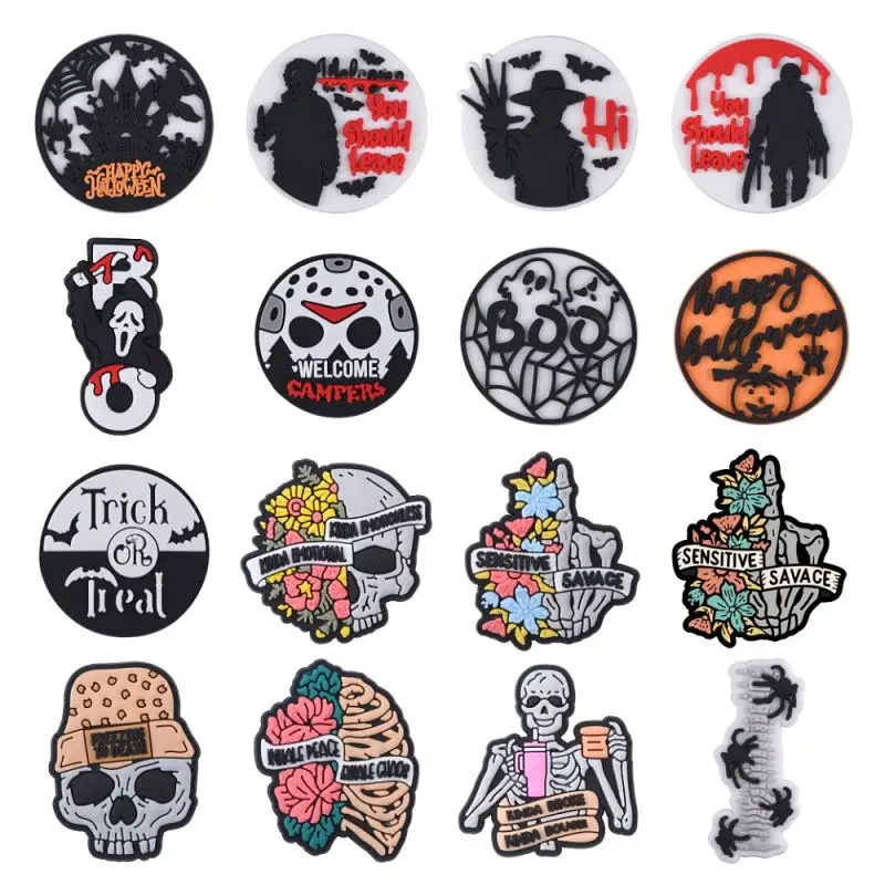 PVC shoe charms Halloween shoe accessories wholesale custom cartoon shoes decorations fit kids sandals gifts